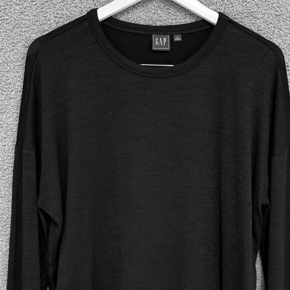 Gap Dropped Shoulder Softspun Long Sleeve T-Shirt Large Black - Picture 1 of 12